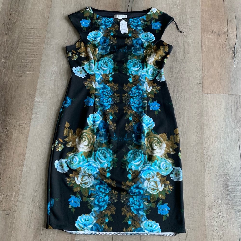 Size 10 Black and Blue Wiggle Dress by London Times